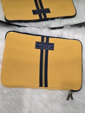 Tommy Hilfiger Yellow Laptop Sleeve with Navy Trim